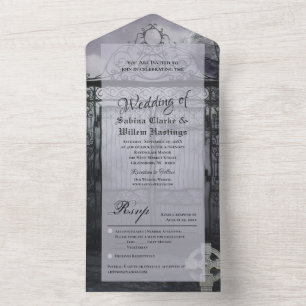 Moody Medieval All in One Wedding RSVP Invite