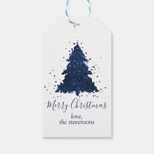 Moody Merry Christmas  Classy Dark Navy Blue Tree Gift Tags