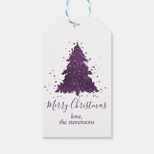 Moody Merry Christmas  Deep Plum Purple Custom Gift Tags