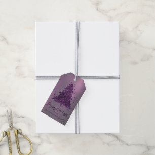 Moody Merry Christmas Deep Plum Purple Custom Gift Tags