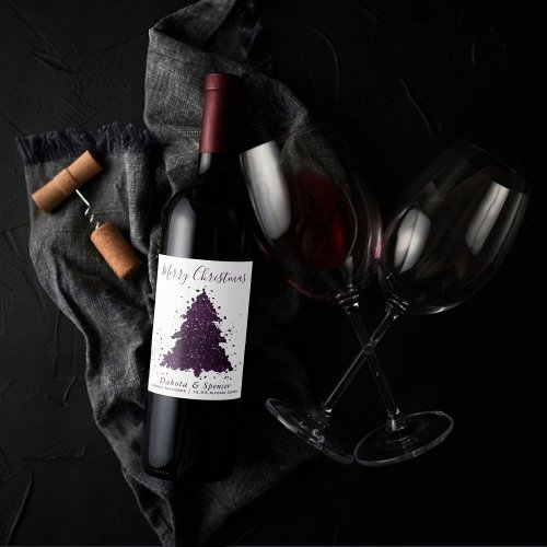 Moody Merry Christmas  Deep Plum Purple Custom Wine Label