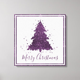 Moody Merry Christmas Deep Plum Purple Tree Canvas Print