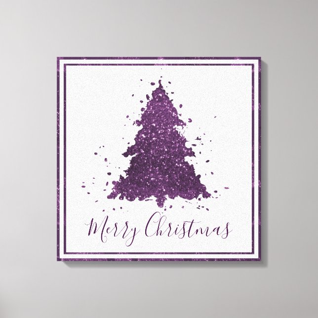 Moody Merry Christmas | Deep Plum Purple Tree Canvas Print (Front)