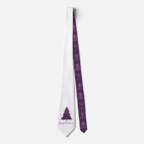 Moody Merry Christmas  Deep Plum Purple Tree Neck Tie