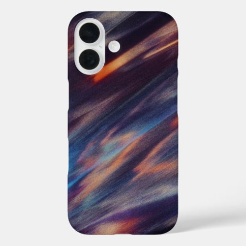 Moody Midnight and Copper Abstract Oil Paint Swirl iPhone 16 Case