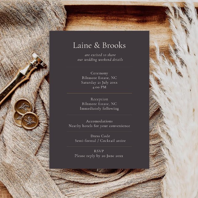 Moody Minimal Wedding Details Card (Creator Uploaded)