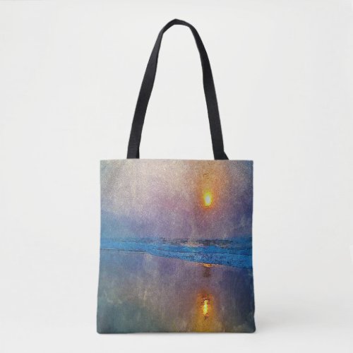 Moody misty seaside sunrise  tote bag