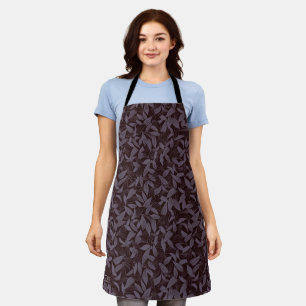 Moody Modern Chic Botanical Leaf Dark Purple Apron