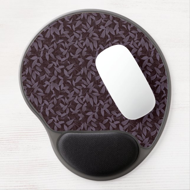 Moody Modern Chic Botanical Leaf Dark Purple Gel Mouse Pad (Left Side)