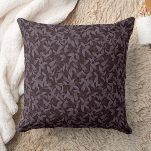 Moody Modern Chic Botanical Leaf Dark Purple Throw Pillow