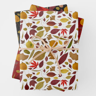 Moody Modern Fall Leaves Thanksgiving Botanical Wrapping Paper Sheets
