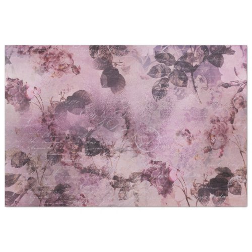 Moody Modern Floral Purple Ephemera  Decoupage Art Tissue Paper