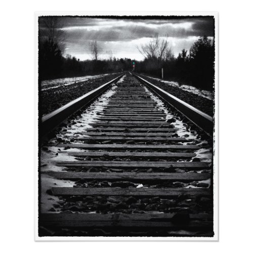Moody Monochrome Railway Tracks Isolated Colours Photo Print