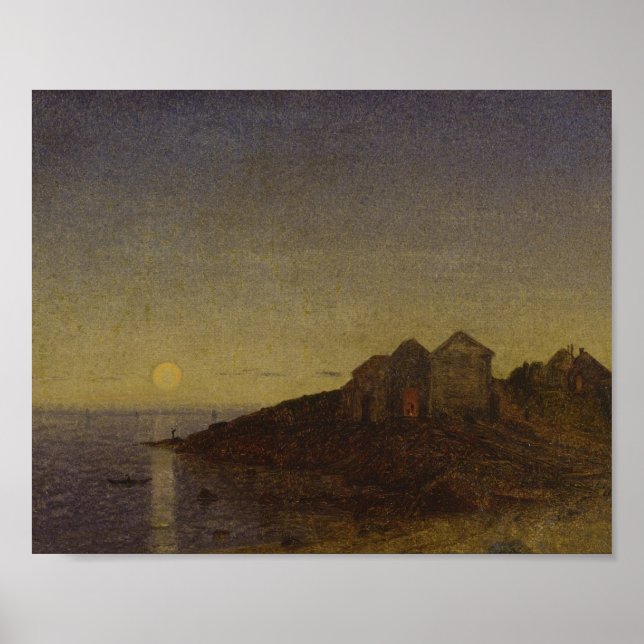 Moody Moonlit Bay Art Poster (Front)