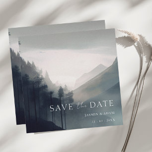 Moody Mountain Forest Dark Aesthetic Wedding Save The Date
