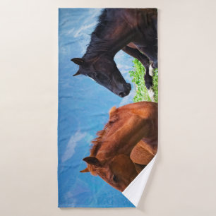 Moody Mountain Horses: A Fine Art Travel Bath Towel