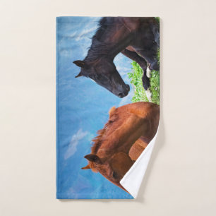 Moody Mountain Horses: A Fine Art Travel  Hand Towel