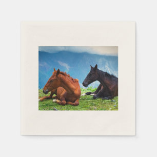 Moody Mountain Horses: A Fine Art Travel Napkins