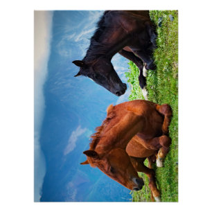 Moody Mountain Horses: A Fine Art Travel Poster