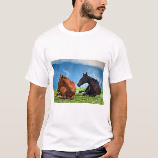 Moody Mountain Horses: A Fine Art Travel  T-Shirt