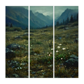 Moody Mountain Wildflower Meadow Landscape Art