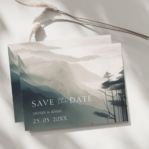 Moody Mountain Woodland Dark Aesthetic Wedding Postcard