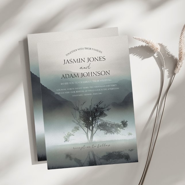 Moody Mountain Woodland Dark Aesthetic Wedding Save The Date (Creator Uploaded)