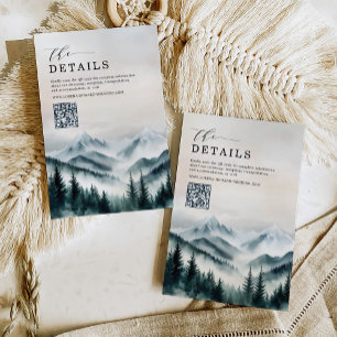 Moody Mountains Forest Wedding Details QR Code Enclosure Card