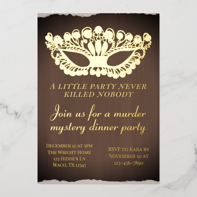 Moody Murder Mystery Dinner Party Foil Invitation (Front)