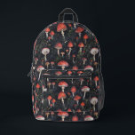 Moody Mushroom Leaves Cottagecore Printed Backpack<br><div class="desc">This design may be personalized by choosing the Edit Design option. You may also transfer onto other items. Contact me at colorflowcreations@gmail.com or use the chat option at the top of the page if you wish to have this design on another product or need assistance with this design. I am...</div>