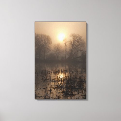 Moody Nature Photography Eerie Morning Marsh Canvas Print
