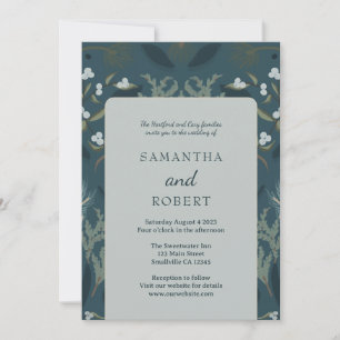 Moody Navy Blue Winter Wedding Invitation