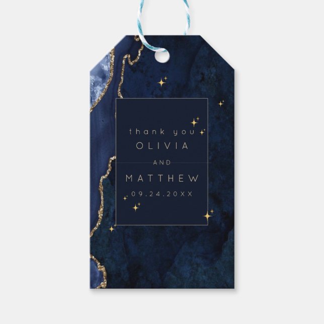 Moody Navy Celestial Wedding  Gift Tags (Front)