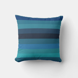  Moody Navy & Slate Blue Horizontal Stripes Throw Pillow