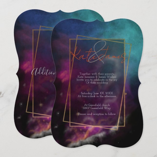 Moody Nebula Among the Stars Wedding Invitation (Front/Back)