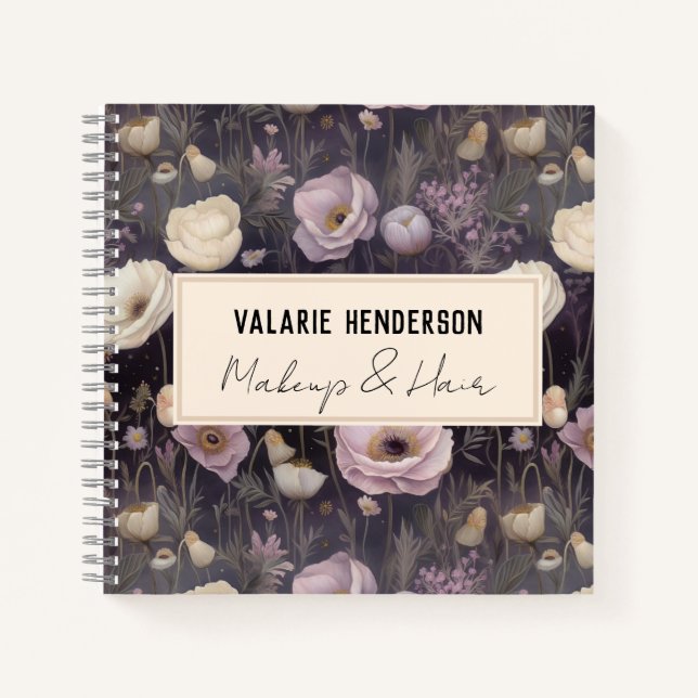 Moody Night Floral Business Spiral Notebook (Front)