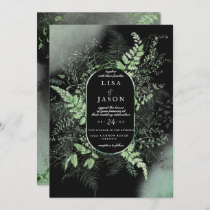 Moody Night Misty Fog Woodland Greenery Wedding Invitation