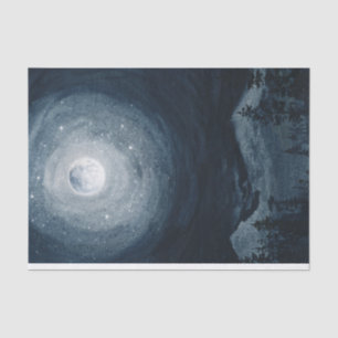 Moody night sky full moon stars mountain decoupage tissue paper