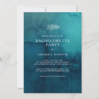 Moody Ocean Watercol Bachelorette Party Invitation