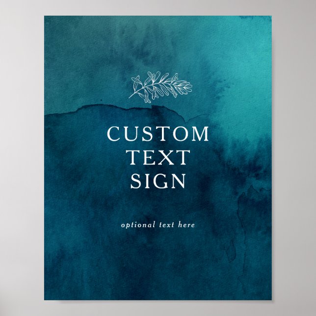 Moody Ocean Watercolor Cards and Gifts Custom Sign (Front)