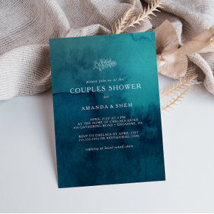 Moody Ocean Watercolor Couples Shower Invitation