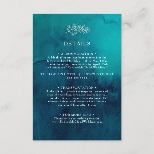 Moody Ocean Watercolor Details Enclosure Card