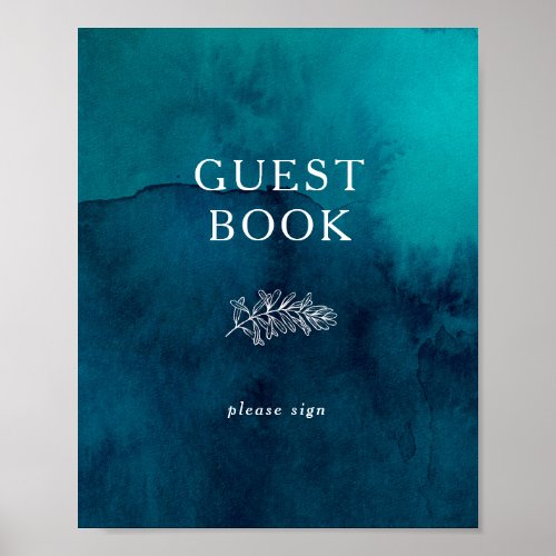 Moody Ocean Watercolor Guest Book Sign