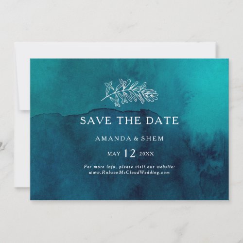 Moody Ocean Watercolor Horizontal Save the Date