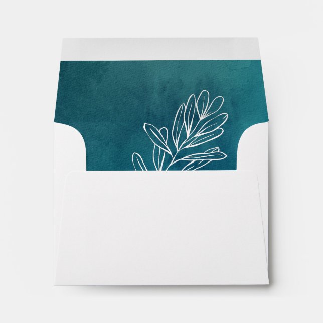 Moody Ocean Watercolor Self Addressed RSVP Envelope (Back (Bottom))