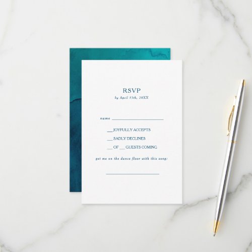 Moody Ocean Watercolor Song Request RSVP Card