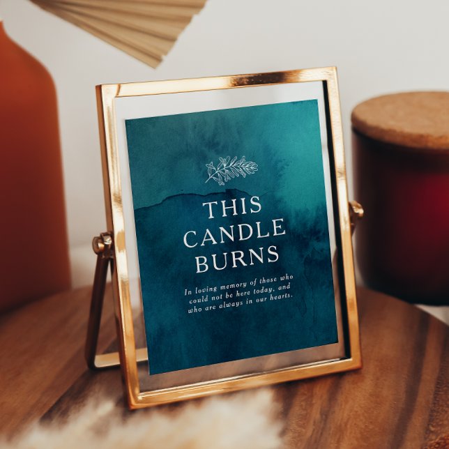 Moody Ocean Watercolor This Candle Burns Wedding Poster (Creator Uploaded)