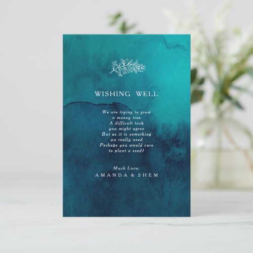 Moody Ocean Watercolor Wedding Wishing Well Card