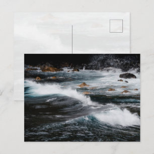 Moody ocean waves, art photo postcard