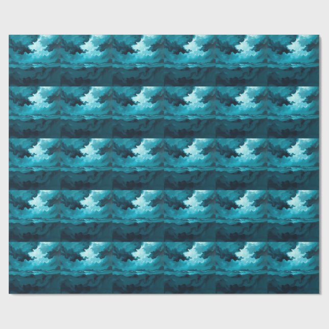 Moody Ocean Waves Under Stormy Sky – Abstract Seas Wrapping Paper (Flat)